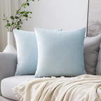MIULEE Velvet Throw Pillow Covers 16x16 Inch, Pack of 2 - Baby Blue, Soft Solid Decorative Pillow Covers Cushion Cases Modern Luxury Home Decor for Spring Couch Sofa Bedroom Livingroom