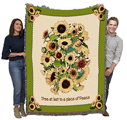Pure Country Weavers Memorial Sunflowers Blanket - Gift Tapestry Throw Woven from Cotton - Made in the USA (72x54) - color: Sunflowers, size: 72" x 54"