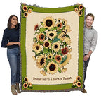 Pure Country Weavers Memorial Sunflowers Blanket - Gift Tapestry Throw Woven from Cotton - Made in the USA (72x54) - color: Sunflowers, size: 72" x 54"