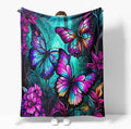 Butterfly Neon Throw Blankets for Women Farmhouse Blue Purple Colorful Butterflies Fleece Bed Blankets Ultra Soft Warm All Season Decorative Fleece Blankets for Chair Car Sofa Couch 30"X40"