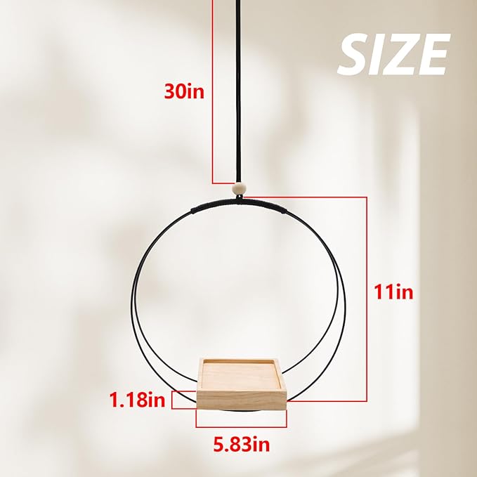2Pcs Black Plant Hanger with Wood Base, Hanging Window Planter Boho Macrame Hanging Plant Holders, for Window Indoor Outdoor Room Ceiling Home Decorations