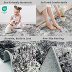 2x8 Washable Hallway Runner Rug – Non-Slip Modern Abstract Neutral Low-Pile Stain-Resistant Carpet Runner for Kitchen Entryway Bedroom Bathroom (Black Grey,2x8) - color: Black Grey, size: 2' x 8' (Rectangular)