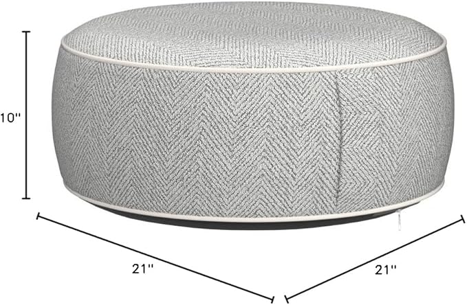 Inflatable Pouf Ottoman, 21x10 Inches Stuffed Chenille Ottoman with Inflatable PVC Liner, Foot Rest with Portable Handle, Round Floor Pillow for Living Room, Bedroom, Kids Room