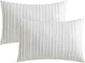 JELLYMONI Pillowcases Standard Size Bright White 2 Pack Boho Striped Bed Pillow Covers 20x26in Polyester Envelope Pillow Shams Tufted Bohemian Textured (Pillows are not Included)