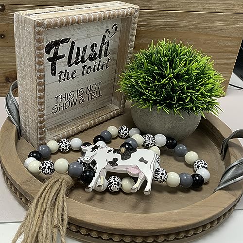 Boho Farmhouse Wooden Framed Bathroom Decor Signs, Funny Restroom Decorative Plaque Small Cute, Toilet Rules Shelf Decoration (Flush The Toilet Sign) - color: Flush The Toilet Sign