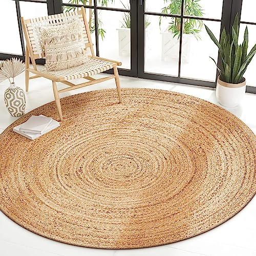Savi Home Hand Woven Jute Braided Rug, 6' Round - Natural, Reversible Area Rugs for Living Room, Farmhouse, Kitchen, Handcrafted 6 Feet Round Area Rugs - Natural - color: Natural, size: 6' (Round)
