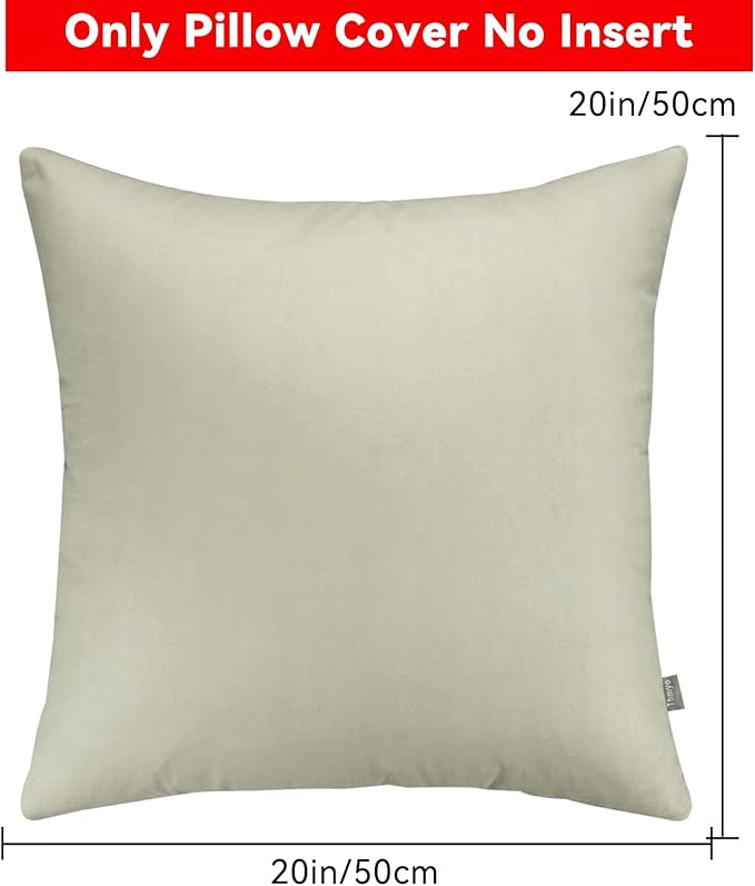 Thmyo 4-Pack 100% Cotton Comfortable Solid Decorative Throw Pillow Case Square Cushion Cover Pillowcase Sublimation Blank Pillow Covers DIY Throw Pillowcase for Sofa Bedroom(20x20 inch/ 50x50cm,Beige)