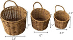 Handwoven Hanging Wall Baskets Set of 3 – Natural Rattan-Style Woven Storage Baskets with Handles, Multi-Size 7”/6”/5” for Kitchen, Fruit, Garlic, or Home Décor Organization