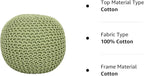 REDEARTH · Round Pouf Foot Stool Ottoman - Cotton Knitted Cord Boho Pouffe - Cable Poof Filled Footrest Stuffed for Living Room - Nursery - Bedroom - Patio - Lounge (19.5"x19.5"x14") - Kiwi