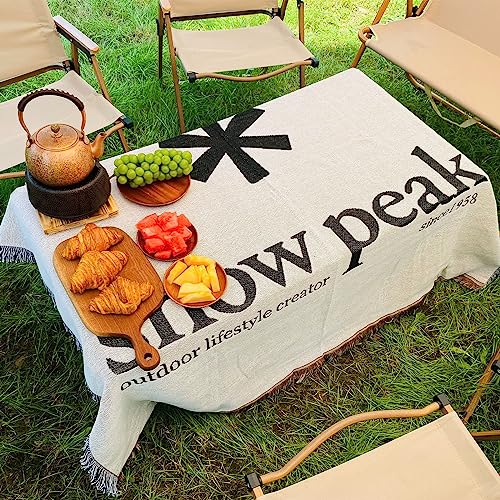 LumiSyne Cotton Woven Throw Blanket With Tassel Bohemian Tribal Ethnic Style Geometric Pattern Aztec Navajo Blanket Decorative Throw For Sofa Bed Armchair Camping Tapestry Tablecloths Carpet 160x130cm - color: Snow Peak