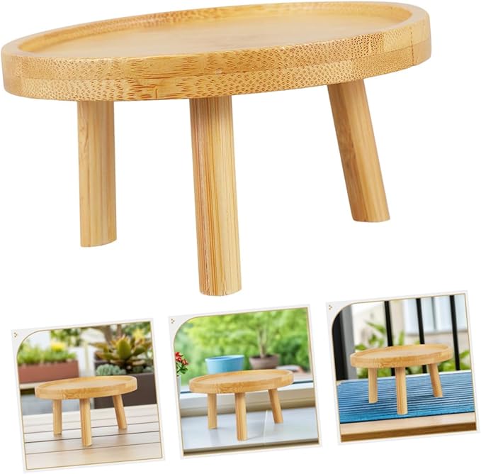 Yardwe Wooden Plant Stand Boho Decor Indoor Plant Holder Multi-use Flowerpot Tray