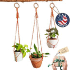 Set of 3 Macrame plant hanger for pots 4-10” live plants indoor and outdoor decor hanging plant holder Boho décor Plant stand Indoor plant shelf for Hanging planter for plant pots (Autumn Glow)