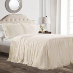 Lush Decor Ruffle Skirt Bedspread Set - 3-Piece Luxurious Farmhouse Bedding - Elegant Ruffle Detail - Timeless Style - Soft Lightweight Sheets - King, White