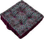LINGXIYA Floor Pillow,Bohemian Cushion,Tatami Floor Cushion Mat,Tufted Pillow Seat Chair Pad for Yoga Meditation Living Room Balcony,15.7"x15.7"x3.5",Purple