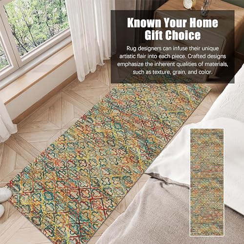RUGSURE Washable Area Rugs, 2'6'' x 8' - 1/6 Thick - Stain & Water Resistant Non-Slip - Perfect Resistant Rug for Living Room, Bedroom, Nursery, Pet & Child Friendly, Vibrant Colors Rugs, Multicolor - color: Grass-multicolor, size: 2'6" x 8' (Rectangular)