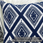 Slow Cow Embroidery Navy Blue Pillow Covers Cushion Covers Invisible Zipper for Living Room 18 x18 Inch - color: Navy Eyes, size: 18" x 18" (Pack of 1)