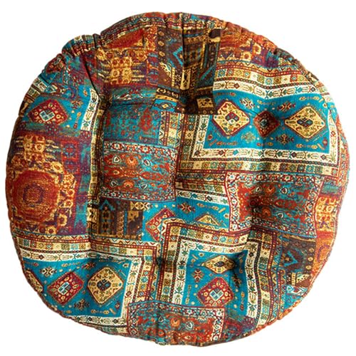 ELEFOCUS Blue Bohemian Seat Cushion,Indoor Boho Chair Cushions for Dining Chairs，Round Chair Pad，Decorative Seat Cushions for Kitchen Chairs(Blue Round B 21X21) - color: Blue Round B 21x21