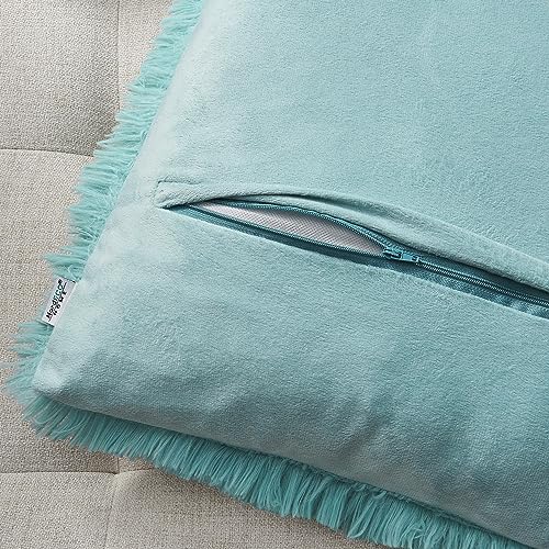 NordECO HOME Luxury Soft Faux Fur Fleece Cushion Cover Pillowcase Decorative Throw Pillows Covers, No Pillow Insert, 16" x 16" Inch, Teal Green - color: G-teal Green, size: 16" x 16" (Pack of 2)