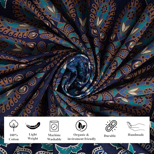 FURNISHFUL FINESSE Handmade Cotton Peacock Mandala Tapestry - Navy Blue & Green Ombre Boho Wall Decor, Bohemian Hippie Room Hanging for Bedroom & Living Room - 30x40 Inches - color: Navy Blue, size: 40"L x 30"W