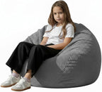 Stuffed Animal Storage Bean Bag Cover (No Filler), Corduroy Kids & Toddler Bean Bag Chair for Teens & Adults, Toy Storage Organizer, Comfy Sofa for Playroom (Dove Gray, Kids (Cover Only）)
