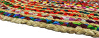 COTTON CRAFT Jute Chindi Braid Rag Rug - Boho Farmhouse Rustic Area Accent Throw Rug - Handwoven Reversible Natural Recycled Cotton- Living Room Den Study Home Décor Gift - 2' x 3' Oval - Multi Color