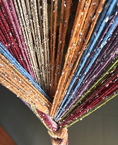 1x2 M Door String Curtain Rare Flat Thread Fringe Panel Room Divider Cute Strip Tassel for Wedding Coffee House Restaurant Parts (Multicolor) - color: Multi Color