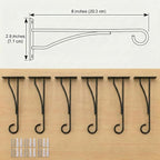 8" Plant Hangers 6 Pack, Hanging Plant Bracket for Wall Fence Porch Outdoor Indoor, Metal Plant Hooks for Basket, Flower, Planter, Feeder, Lantern, Wind Chime