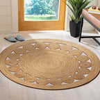 Savi Home Hand Woven Jute Braided Dot Rug, 3' Round - Natural, Reversible Area Rugs for Living Room, Farmhouse, Kitchen, Handcrafted 3 Feet Round Area Rugs - Natural - color: Natural, size: 3" (Round)