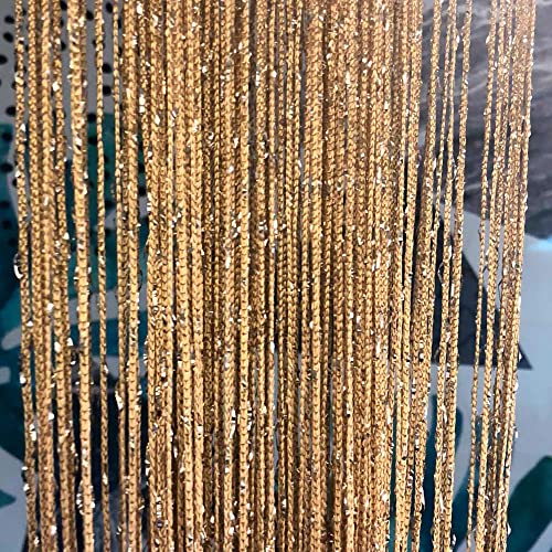 Hysenm 2 Pack 39 x 79 Inch String Curtains Door, Hippie Room Decor Beaded Curtains for Doorway, Closet Curtains, Room Divider Privacy Decor, Boho Home Decoration for Bedroom, Party, Champagne - color: Champagne
