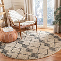 SAFAVIEH Bohemian Collection 6' Round Beige / Black BOH703Z Handmade Moroccan Tribal Jute Area Rug - size: 6' (Round)
