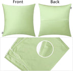 Thmyo 4-Pack 100% Cotton Comfortable Solid Decorative Throw Pillow Case Square Cushion Cover Pillowcase Sublimation Blank Pillow Covers(18x18 inch/ 45x45cm, Light Pea Green)