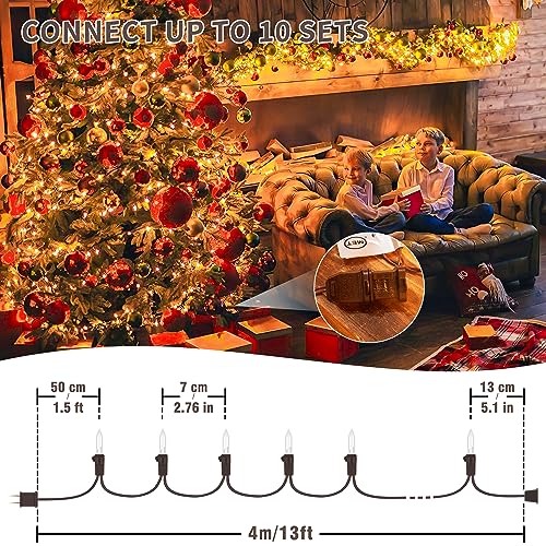 YOUNGAR 13FT 50 Clear Christmas Lights Outdoor, Approved Christmas Tree Lights with Brown Wire, Incandescent Mini Light Plug in for Indoor Outdoor Tree Patio Garden Xmas Decor - color: Warm White, Brown Wire, size: 50 Count 1Pack
