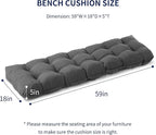 Outdoor Bench Cushion, 59x18x5 Inch, Waterproof Bench Cushion for Outdoor/Indoor Furniture, Tufted Patio Bench Seat Cushion, Fade Resistant Outdoor Cushions for Porch Swing Couch, Dark Grey