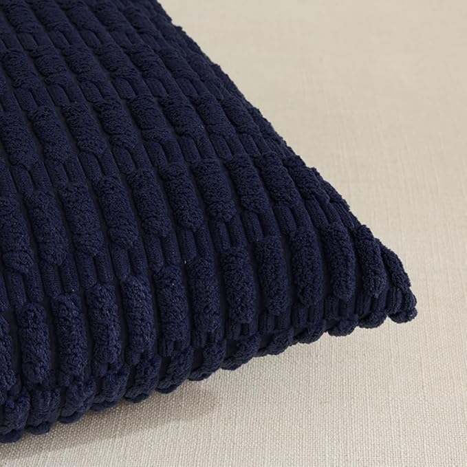 Fancy Homi 4 Packs Navy Blue Decorative Throw Pillow Covers 12x24 Inch for Living Room Couch Bed Sofa, Rustic Modern Farmhouse Boho Home Decor, Soft Plush Corduroy Cute Square Cushion Case 30x60 cm