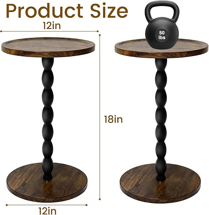 Plant Stand Indoor, 11’’ Round Wood Plant Stand Shelf for Pots, Heavy Duty 50 lbs Pedestal Flower Pot Stand with Raised Edge, Mid Century Modern Wooden Plant Holder for Indoor Plants