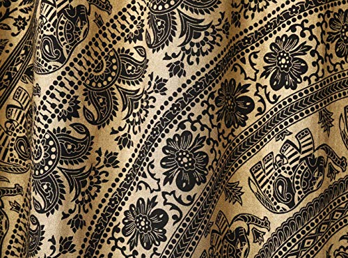 Popular Handicrafts Indian Hippie Bohemian Beautiful Elephant Color Mandala Curtain Panels Black Gold - color: Black Gold, size: 38"W x 83"L (Pack of 2)