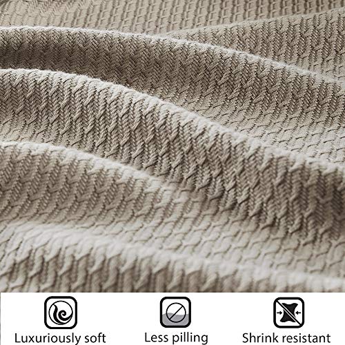 Madison Park 100% Egyptian Cotton Lightweight Summer Blanket, Breathable Waffle Knit Design, Soft Cozy All-Season Throw for Bed, Couch or Sofa, Khaki Taupe King Size (108"x90") - color: Khaki, size: King