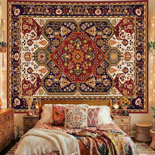 Apdidl Boho Hippie Wall Tapestry for Bedroom Aesthetic, Mandala Indian Bohemian Tapestries Art Decor, Vintage Orange Floral Cool Vertical Wall Hanging for Living Room Dorm 60"X79" - color: Boho Tapestry, size: 79"L x 60"W