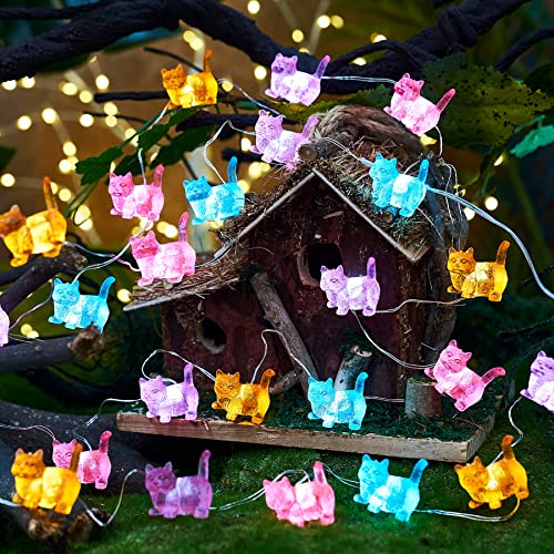 Cat Décor Cute Indoor String Light Fairy Lights Plug in Decorative Lights 10ft 30LED Battery Operated or USB for Bedroom Kids Tent Camping Christmas Tree Ornaments - style: USB Powered