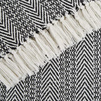 DII Herringbone Striped Collection Cotton Throw Blanket, 50x60, Black - color: Black, size: 50x60"