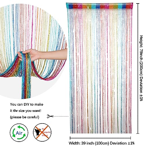 Hysenm 2 Pack 39 x 79 Inch Beaded Curtain String Door Curtains, Hippie Room Decor Curtains for Doorway, Closet Divider Privacy Decor, Boho Home Decoration Bedroom, Party, 6 Colors - color: 6 Colors