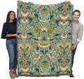 Pure Country Weavers William Morris Lodden Moss Blanket - Arts & Crafts - Gift Tapestry Throw Woven from Cotton - Made in the USA (72x54) - color: Moss, size: Large