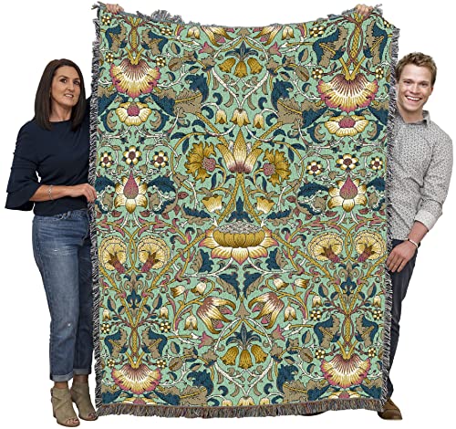 Pure Country Weavers William Morris Lodden Moss Blanket - Arts & Crafts - Gift Tapestry Throw Woven from Cotton - Made in the USA (72x54) - color: Moss, size: Large