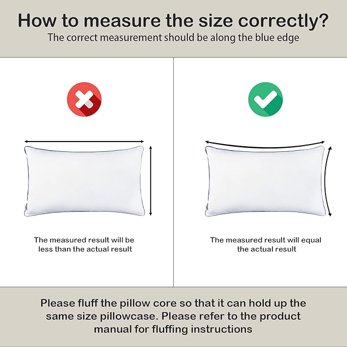 12x20 Pillow Insert Set of 2 – Soft Lumbar Pillow Inserts, Rectangular Cushion Inserts, Hypoallergenic Virgin Microfiber Filling, Machine Washable