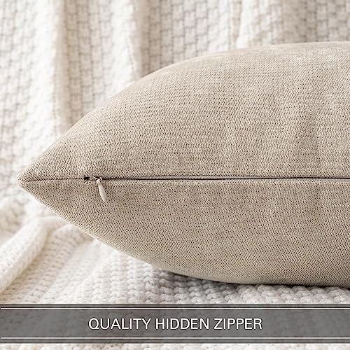 MIULEE Pack of 2 Beige Decorative Pillow Covers 20X20 Inch Soft Chenille Couch Throw Pillows Farmhouse Cushion Covers for Home Decor Sofa Bedroom Living Room - color: Beige, size: 20" x 20" (Pack of 2)