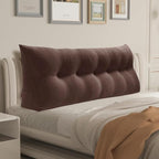 WOWMAX 80% Cotton & 20% Linen Blend Headboard Pillow – California King Size Reading Wedge Backrest for Bed, Handmade Firm Support Bolster Cushion with Removable Cover, Premium Bed Rest Pillow, Brown