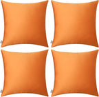 Thmyo 4-Pack 100% Cotton Comfortable Solid Decorative Throw Pillow Cases Square Cushion Cover Pillowcases Thanksgiving DIY Throw Pillow Covers for Sofa Bed Car(20x20 inch/50x50cm,Fall Orange)