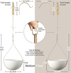 Hajia 2 Pack Waterdrop Shaped Hanging Planter, Beige Metal Plant Hanger with Non-Detachable Pots, Boho Hanging Plant Holder for Wall and Ceiling Decor.(No Plants or Drainage Holes)