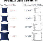 Leeden 24 x 24 Pillow Inserts (Set of 2) - Throw Pillow Inserts with 100% Cotton Cover - 24 Inch Square Decorative Pillows for Sofa, Couch, Bed and Home Decor