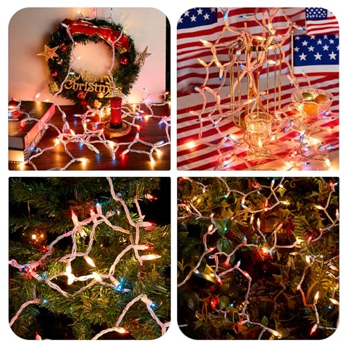 Christmas Lights,100 Count Red White and Blue Mini String Lights with White Wire,4th of July Patriotic Decorations Lights 21ft UL Certified Tree String Lights for Indoor Outdoor Christmas Decoration - color: Red White Bule